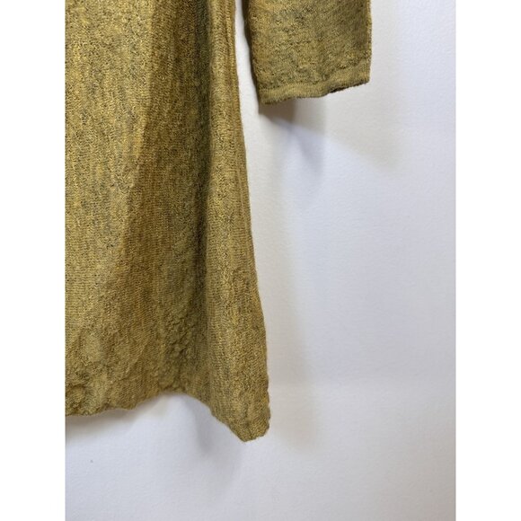 Eileen Fisher 100% Alpaca Wool Cowl-Neck Green Yellow Tunic Sweater Large - Picture 11 of 11